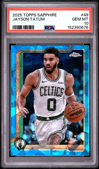 2025 Jayson Tatum 2025 Topps Sapphire #49, PSA 10 — Front
