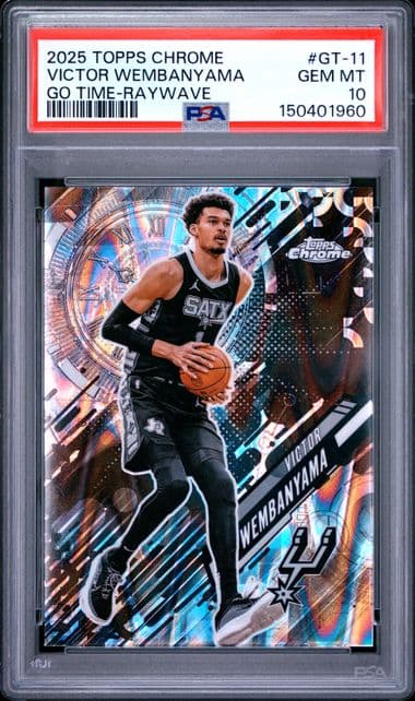 2025 Victor Wembanyama 2025 Topps Chrome Go Time #GT-11, PSA 10 — Front